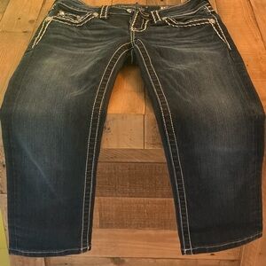 Miss Me Dark Indigo Jeans with White Contrast Stitching